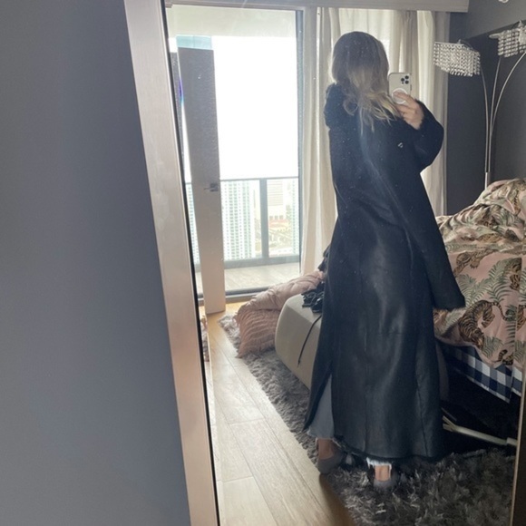 Post Card womens black long shearling lamb‎ coat Size 10 - Picture 10 of 12